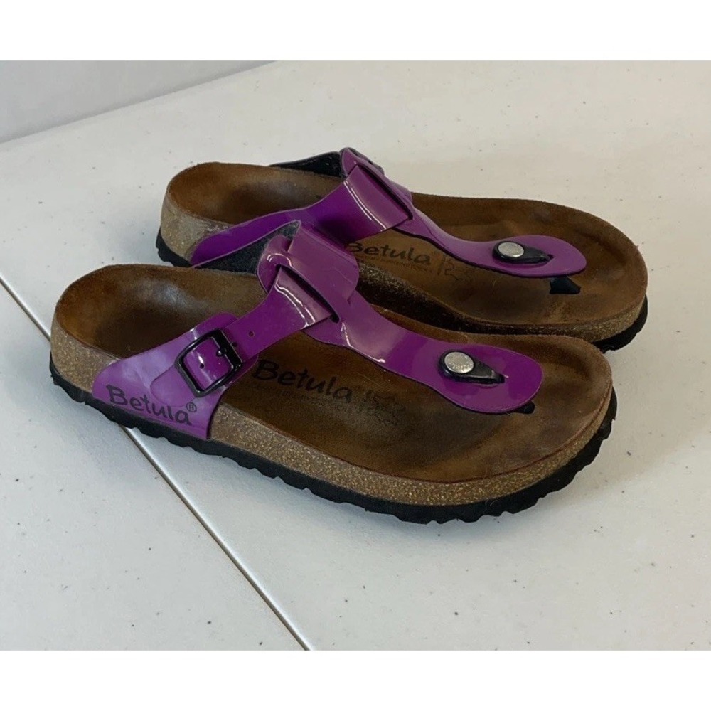 Birkenstock Betula Sandals Womens 7 (38) Purple Gizeh Adjust Buckle Strap Thong